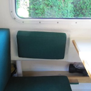 Media 'Another view of cushion we had made; velcroed to side of boat' in album 'Hinged mate's seat; easy access'