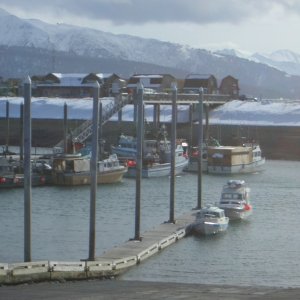 Media '(catdogcat) At the Homer marina.  Thats my uncle behind me.' in album '(catdogcat) Dang nice boat'