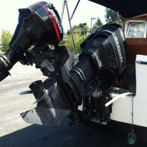 70 HP Mercury w/ 9.9 Merc kicker.
