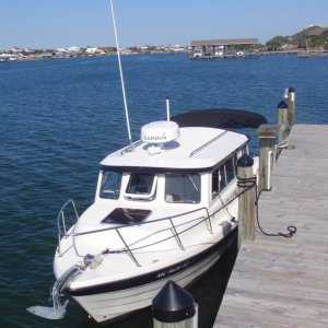 Note open zip canvas for boarding; same on stbd.
Perdido Key, FL