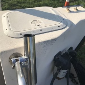 batteries inside, total of two of these rod holders in front of engine well.