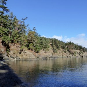 Cove on the East side of the island with 4 state park buoys
