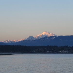 Sun setting on Mount Baker