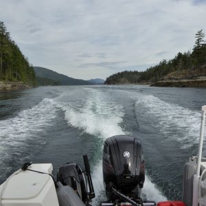 Going through Surge Narrows about an hour before slack water, only flowing at 4 knots but still fun