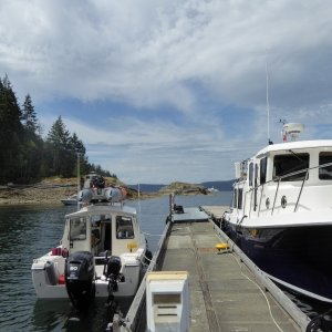 Back at the dock at Refuge Cove to re-stock on real block ice