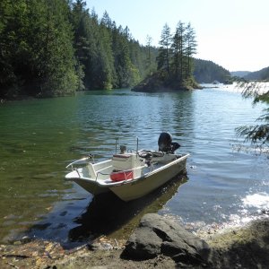 The tiny landing at Melanie Cove, barely room for a couple of dinghys