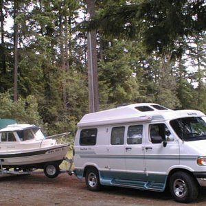 Brave Heart in tow behind our RoadTrek van