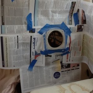 I masked the dash and then glued the template to it before cutting.