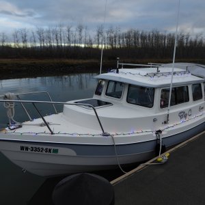 Lights installed, and boat loaded with presents for family, ready to depart Monday morning Dec 24th