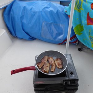 Making breakfast out back