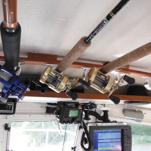 Fishing rods up and out of the way
