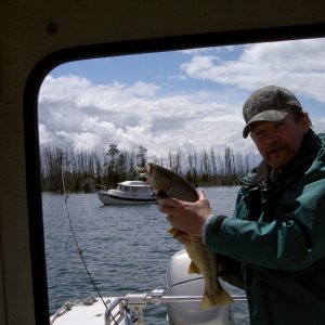 Nice cutthroat with Jody Kidd and the Voyager in the background
