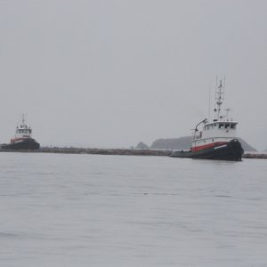 Swinomish and Rosario Tugboats at the mouth of Deception Pass, Whidbey Island, WA