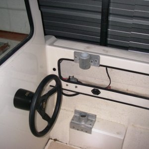A view of the aft helm and pot puller mounting bracket.