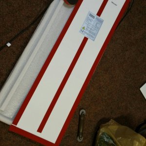 Media '1 inch wide high bond 3m tape.  Small gaps on one side are for drainage on the low edge if any water sneaks behind it' in album 'test fit'