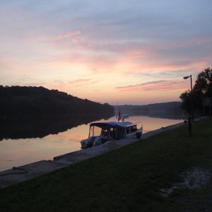 Media 'Sunset at the Amsterdam Wall' in album 'We launched in Buffalo and stored our truck and trailer'
