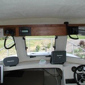 Overhead Console in place with 2 Icom radios and Outback Inverter "Mate".