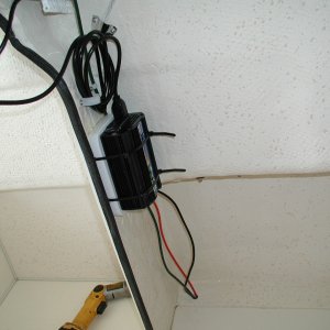 400w inverter hiding behind bulkhead, powering flat screen.