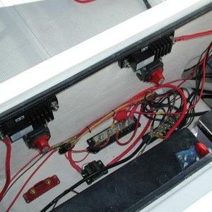 BlueSeas ACRs and emerg start switches. Wiring in progress.