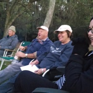 Media 'From the right Mary from the boat Freedom, Rob's wife, Joyce Tom's wife, Tom, Casey and I can't see well enough o make out the last person shown.' in album 'South of Hontoon State Park on the Saint John's gatorville'