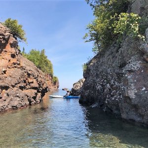Media 'Bill stuck between a rock and a hard place.' in album 'Some photos from the Grand Portage National Monument'