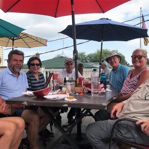 Grandpa Tony\'s for lunch. Joyce and Wolfgang from Dragonfly, Bill from Mystery Girl, Rosanne and Colby from Midnight Flyer, Jack and Debbie from Obsession.