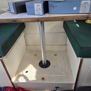 I upgraded the mount for my table as the post was falling far too frequently and dumping the table contents.  This post can be removed to allow to use the bed feature