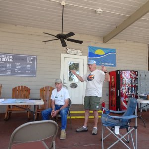 Tom tells the tale, Bill (Mystery Girl, Honorary C Brat, Ranger 23 outboard, is also a volunteer at Hontoon, and the presentation is where is the park now in the repairs?
