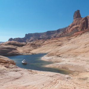 Time for a quick swim in Mountain Sheep Canyon.