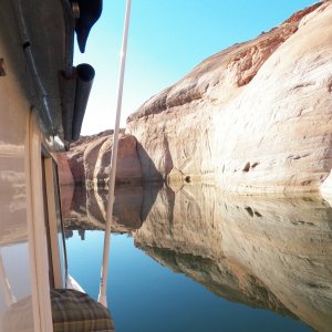 The perfectly flat water can be a little disorienting.