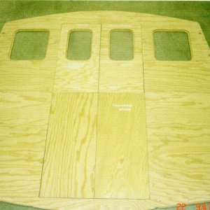 June 2005:  Bulkhead & doors laid out on garage floor.