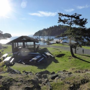 Covered shelter in the group picnic / camping area
