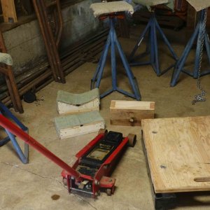 Homemade dolly + floor jack + jack extensions