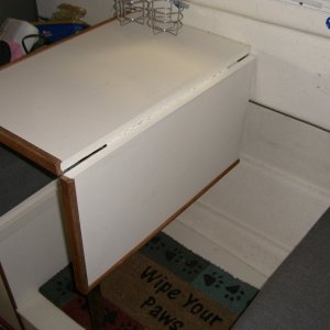 Table leaf dropped, ready to move seat to forward facing position