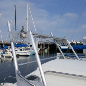 Just welded up and installed the aluminum arch, Monterey harbor
