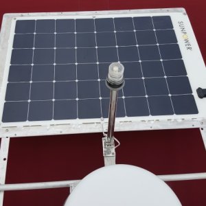 Media 'Removable 170 watt panel is spaced up from an aluminum sheet with felt dots and silicone the angle is bolted to the arch with U bolts and also unbolts from the panel for storage. I moved the anchor light back and made it foldable so I can stow the dinghy on the cabin top and also not shade the panel. (Aluminum has to have all the surface sanded down to remove mill scale so it doesn't pit corrode near salt)' in album 'The big red rig,
1 ton diesel, perfect for the R25 Tug but overkill for a CD 25 but decent towing mileage (between 12 and 16 depending on the terrain) and will crest any pass at the speed limit (900 ft lbs of torque)and only need the exaust brake all the way down.(heavier duty trucks may have the same engine power as lighter dutys but have WAY more powerful brakes, and on this truck I have seen up to 90hp of exaust brake hold back and will hold us to under 60mph on the steepest downgrades with the CD25) also only the 1 ton comes with the Aisin trans that won't overheat when towing.'