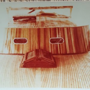 The laid deck and mahogany coach roof on the Roberts 45 we built in Australia when I was 24, live and learn never do laid decks. (Leaks & maintenance)