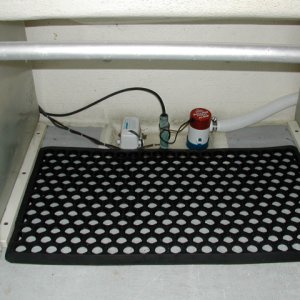Media '(rogerbum) New bilge (2nd pump) and mat to keep cooler from sliding around.  Mat was $3 at Lowes, only needed to trim 1/8\" off both ends.' in album '(rogerbum) Factory upgrade of fuel covers'