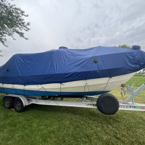 Starboard side view, new custom cover