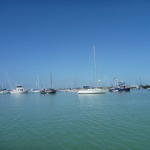 Many boats on mooring balls Boot Key Harbor we took a tour of all three mooring areas crazy place!!