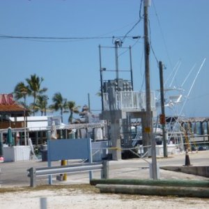 Tiki Bar southern tip of Marathon north side of the seven mile bridge as barely seen on the left side of the picture. You can drink and eat at their bar and actually go swimming in th pool. Great spot.