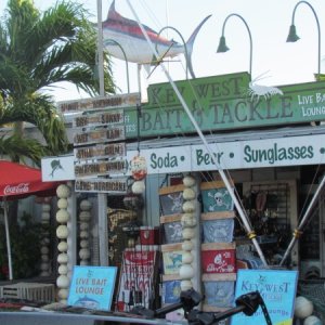 A tackle shop in Key West with a bar as part of the services they provide.The bar is called the Live Bait Lounge Crazy place very nice people