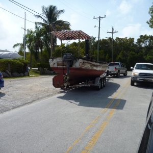 Rear view of the African Queen getting cleaned up a little at the Pilot House Marina in Key Largo