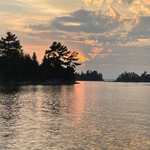 Anchored in my own little cove for the night.