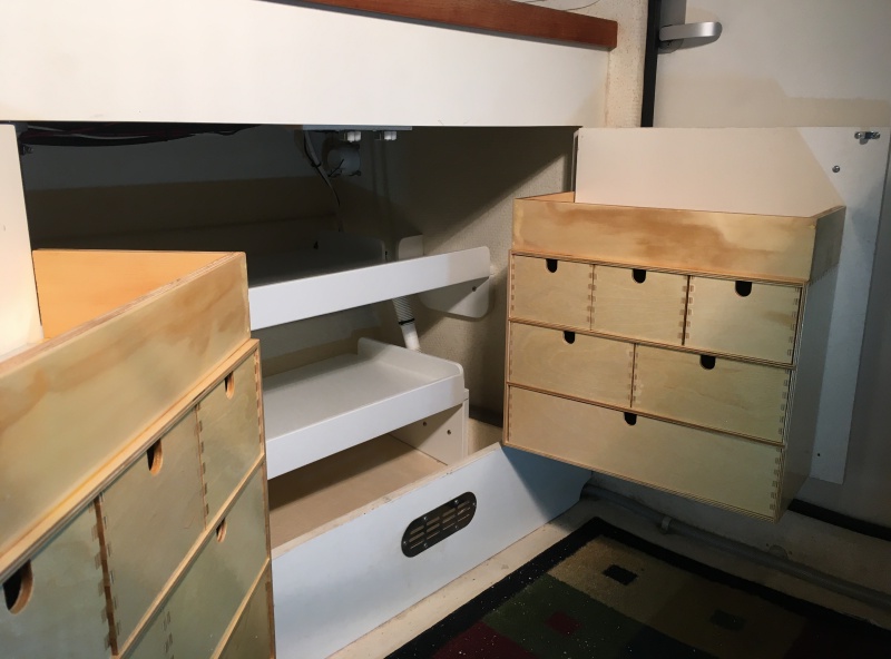 015 I added a cubby on top of those IKEA drawers