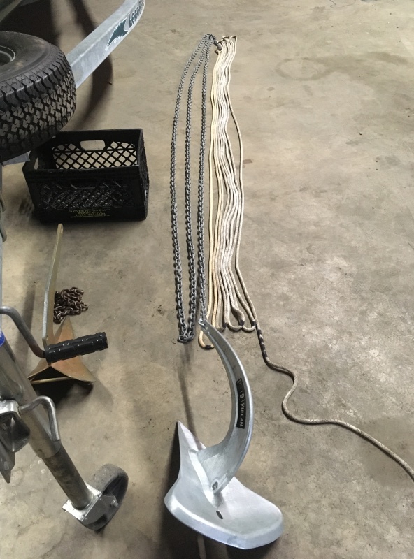 02 new 20lbs Rocna Vulcan and 30ft of 1:4in.  G4 chain (on the still good 1/2in. 90ft of braided rode)