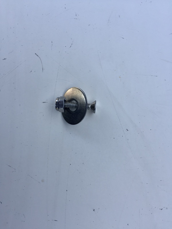 1" #10 machine head screw with fender washer and nylock for securing rubrail.