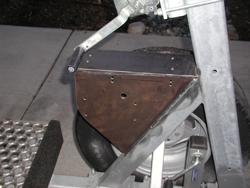 1/4" steel bracket welded to trailer winch post. Holes drilled, ready for primer and Galvanizing.