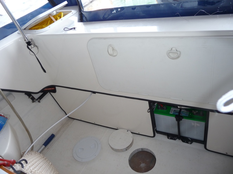 1. Cockpit Floor Access hole with 6" deck plate ready to be installed.