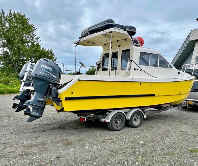 2002 TomCat 24 (for sale in AK Oct 2024 on Anchorage FB marketplace). The distinctive yellow TC, I?ve seen it around occasionally but not for awhile. Same boat on p1 of this album from almost 15 years back.